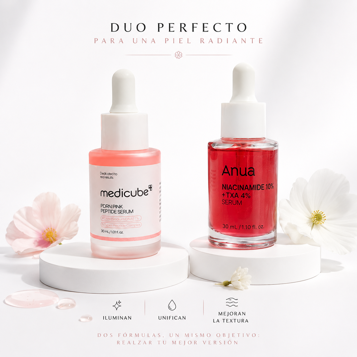 COMBO DE SERUM MEDICUBE PDRN Y ANUA TU DUO PERFECTO